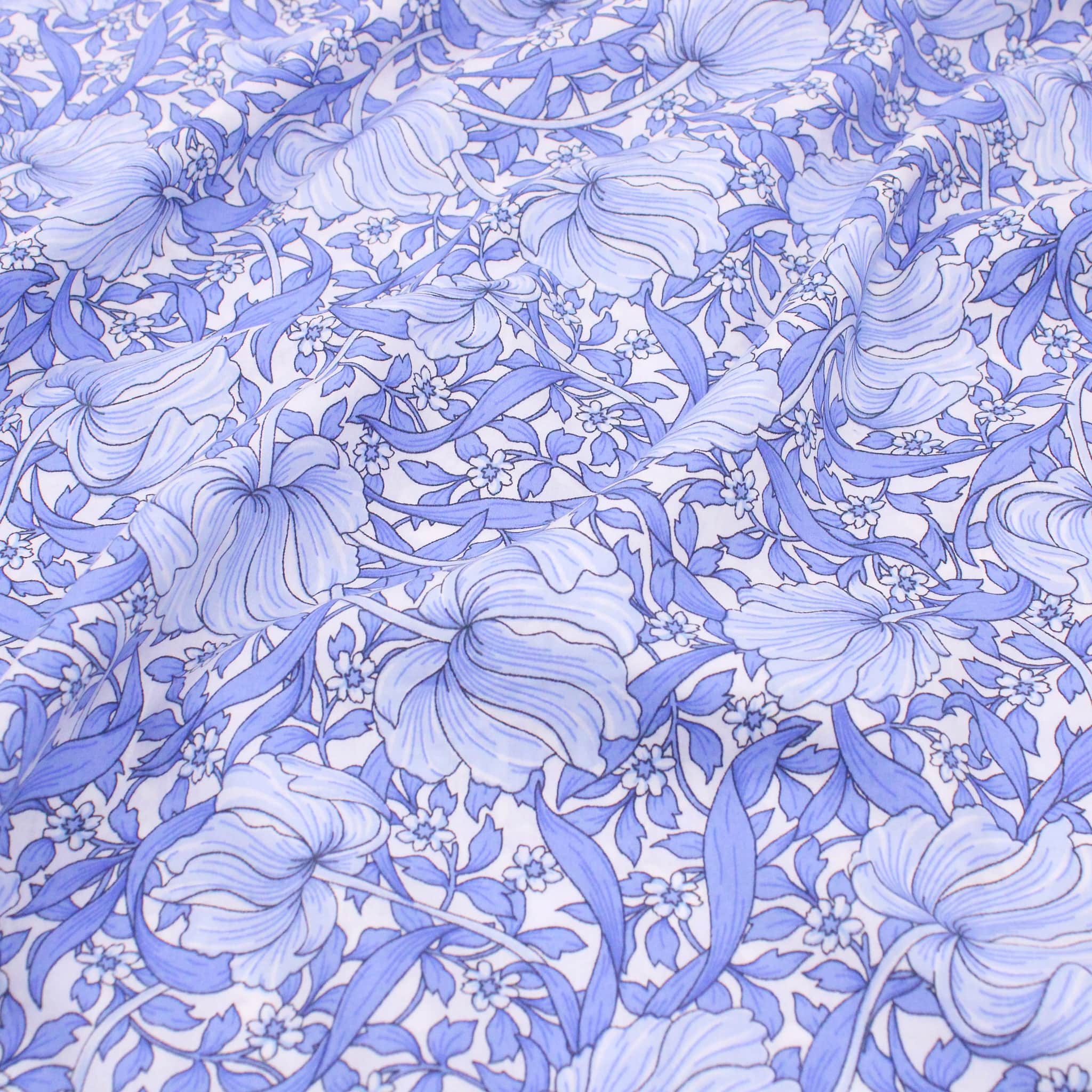 William Morris Pima Cotton Lawn Pimpernel Blue Lullabee Fabrics