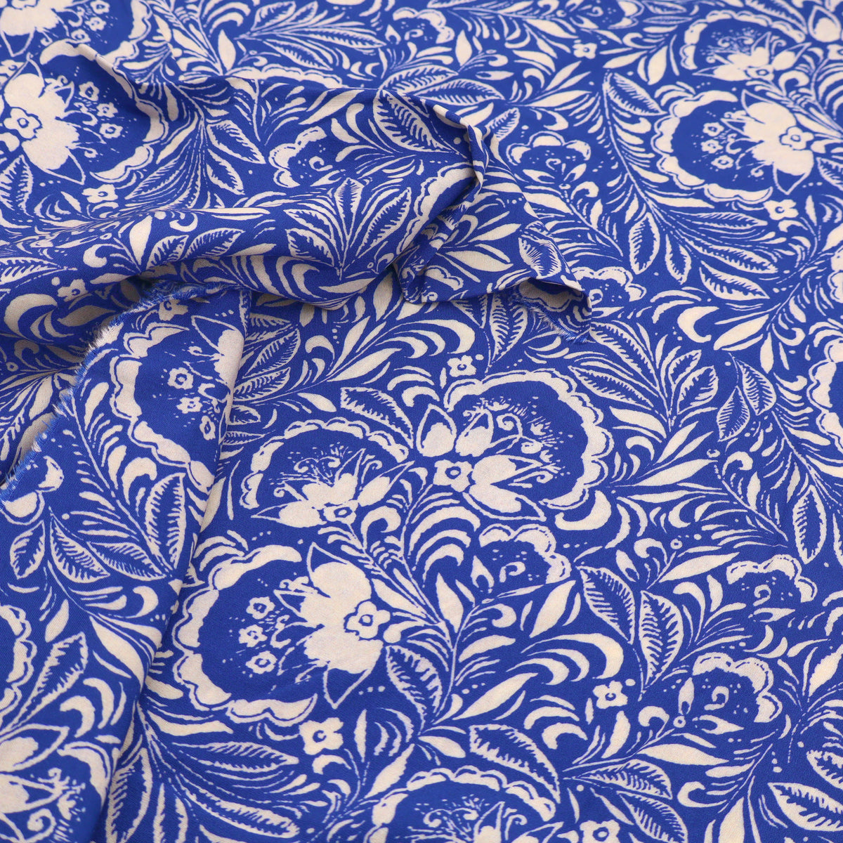 French Printed Viscose Dressmaking Fabric - Azure