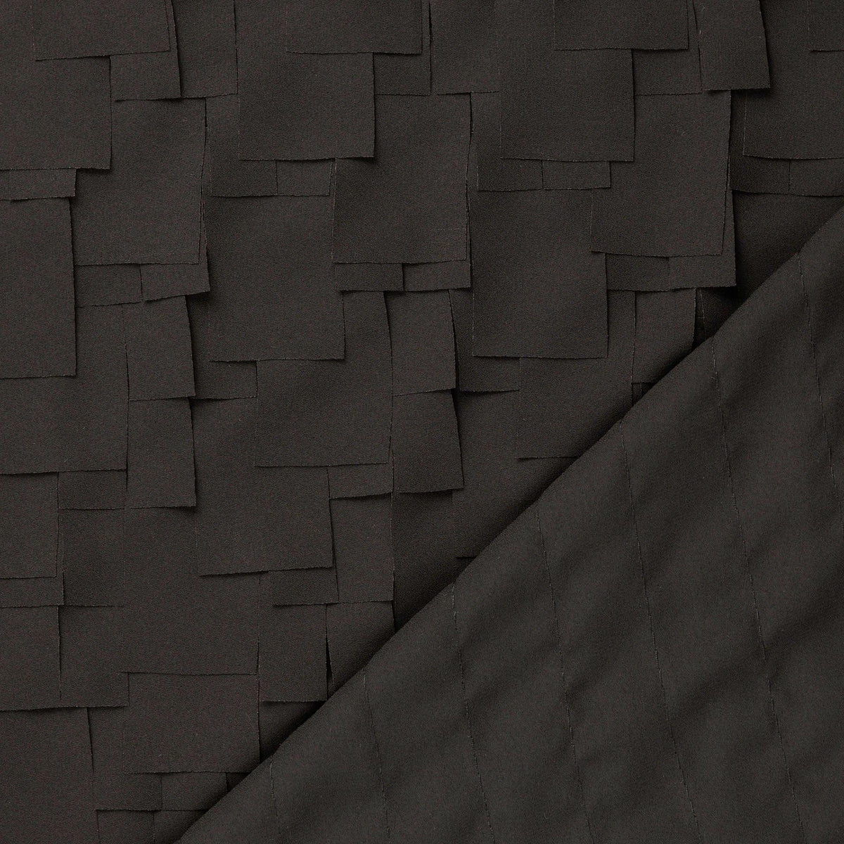 Chiffon Crepe Fringed Rectangles Designer Dressmaking Fabric - Black