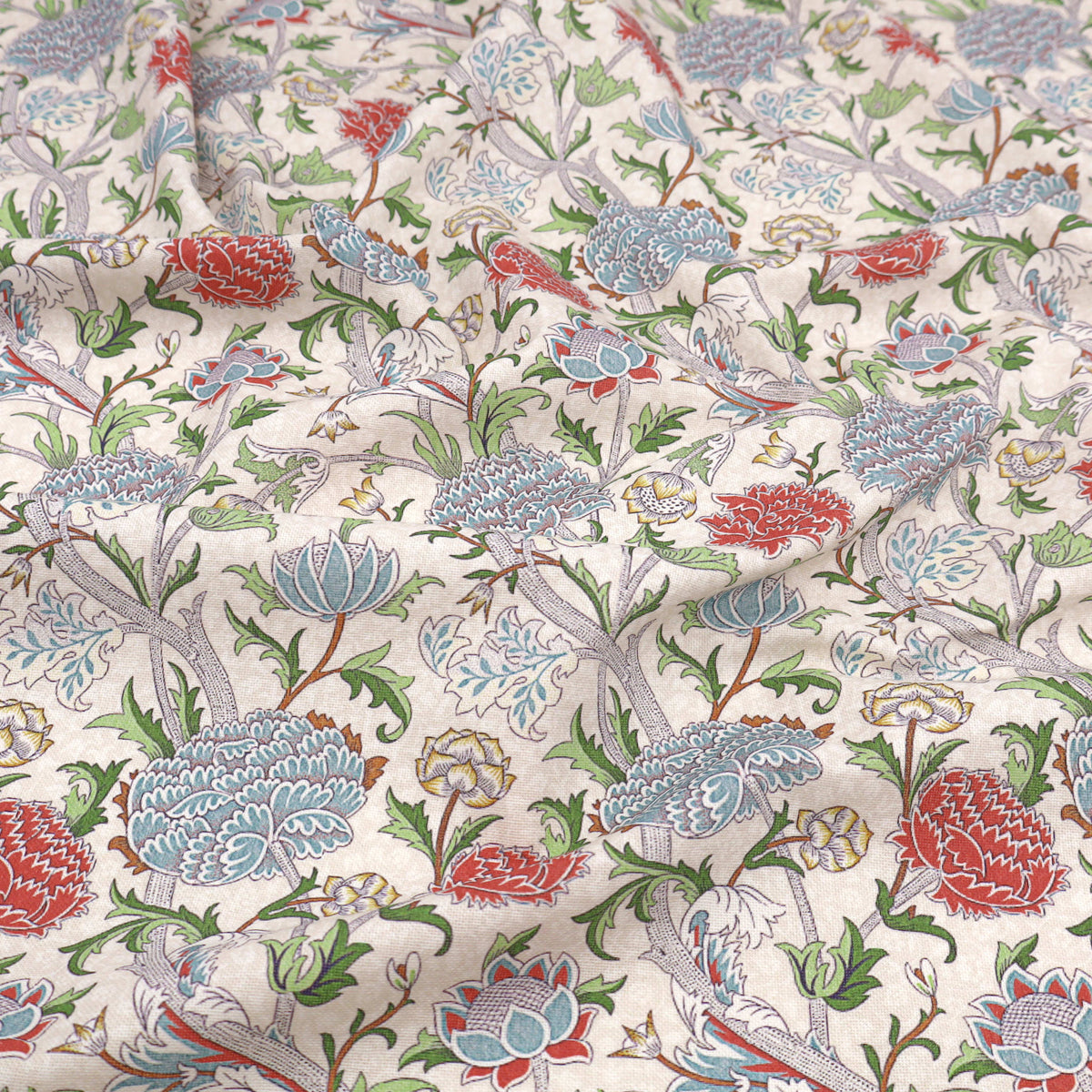 William Morris Cotton Panama Fabric | Upholstery, Curtains - Cray Paradise Blue