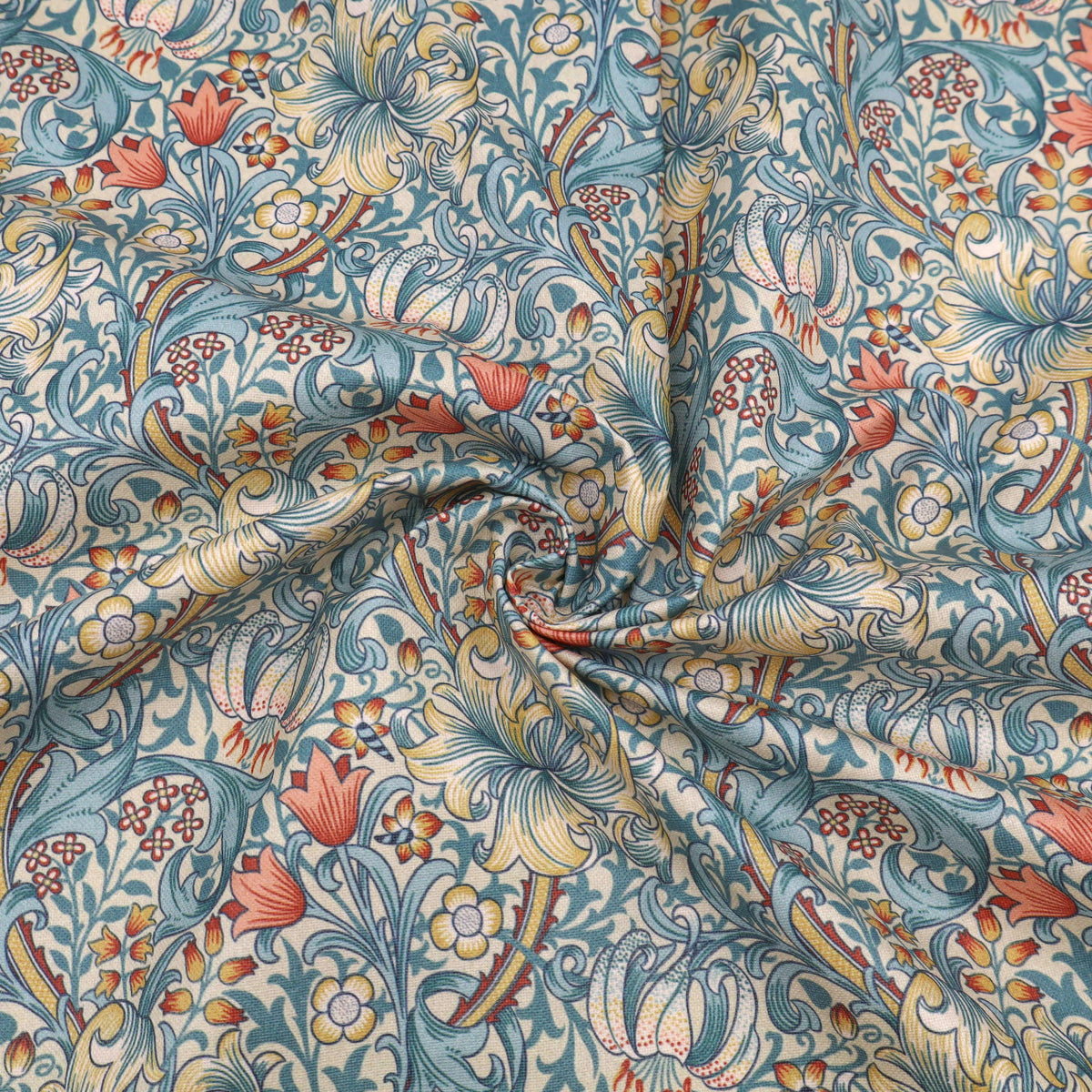 William Morris Outdoor Garden Fabric | Waterproof & UV Upholstery- Golden Lily Cornflower
