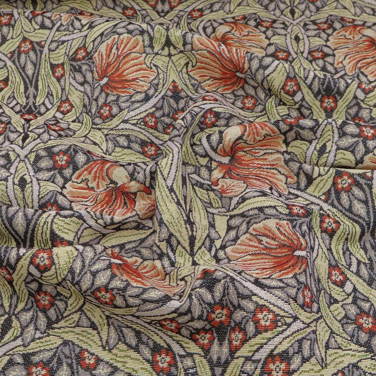 William Morris Tapestry Fabric | Cotton Jacquard | Upholstery & Curtains - Pimpernel Russet
