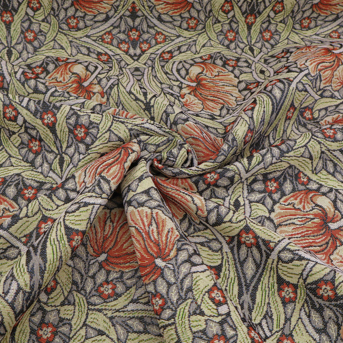 William Morris Tapestry Fabric | Cotton Jacquard | Upholstery & Curtains - Pimpernel Russet