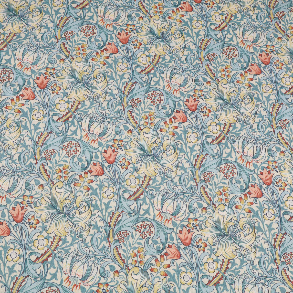 William Morris Tourmaline Teflon Outdoor Fabric | Waterproof & Wipe-Clean Cotton - Golden Lily