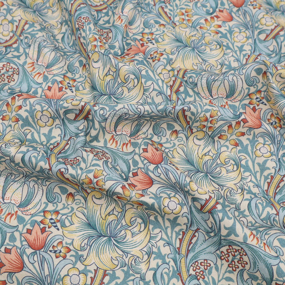 William Morris Tourmaline Teflon Outdoor Fabric | Waterproof & Wipe-Clean Cotton - Golden Lily