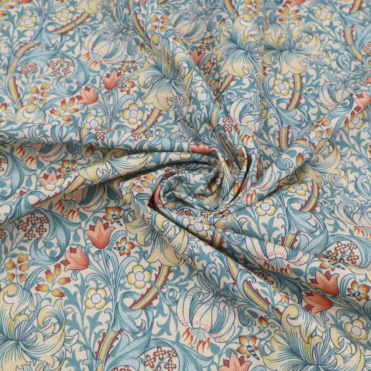 William Morris Tourmaline Teflon Outdoor Fabric | Waterproof & Wipe-Clean Cotton - Golden Lily