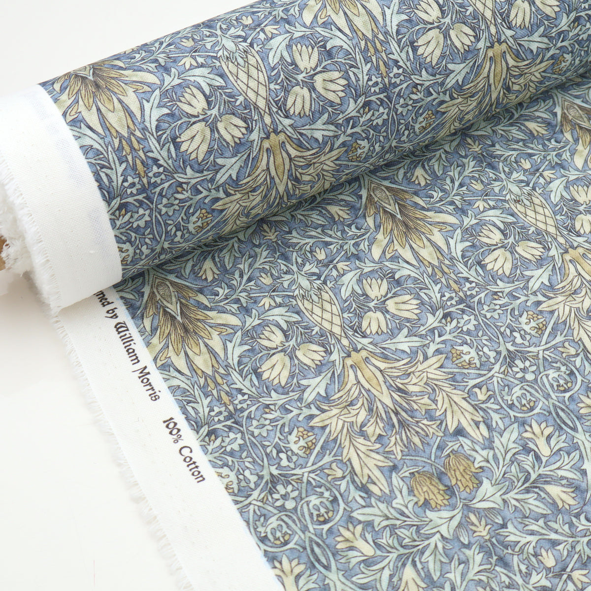 William Morris Cotton Panama Fabric | Upholstery, Curtains - Snakeshead Denim