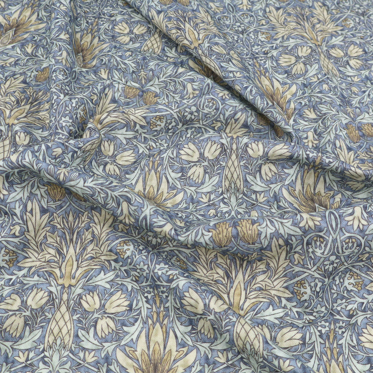 William Morris Cotton Panama Fabric | Upholstery, Curtains - Snakeshead Denim