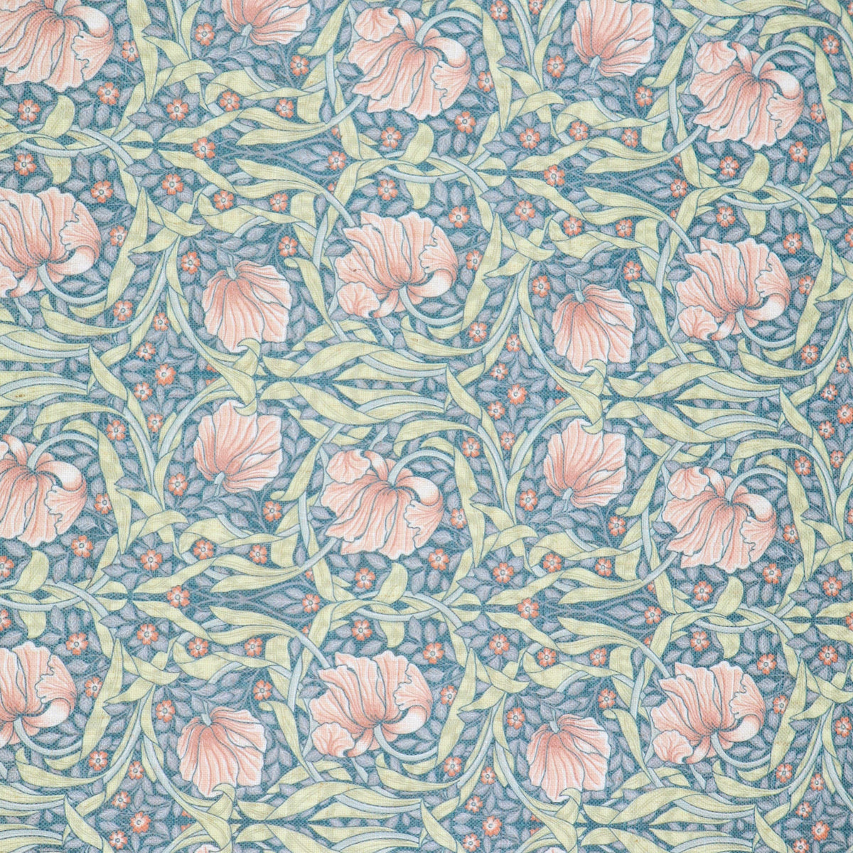 William Morris Linen-Blend Fabric | Upholstery & Curtain - Pimpernel Rust