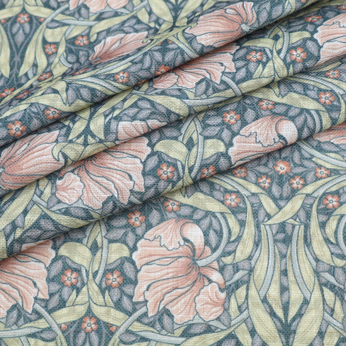 William Morris Linen-Blend Fabric | Upholstery & Curtain - Pimpernel Rust
