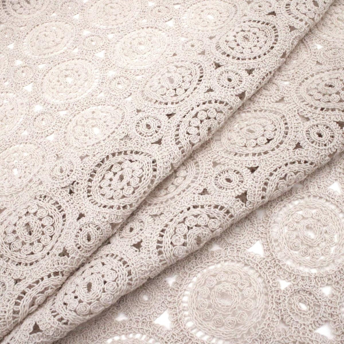 Tara Crochet Effect Cotton Fabric - Round Circles