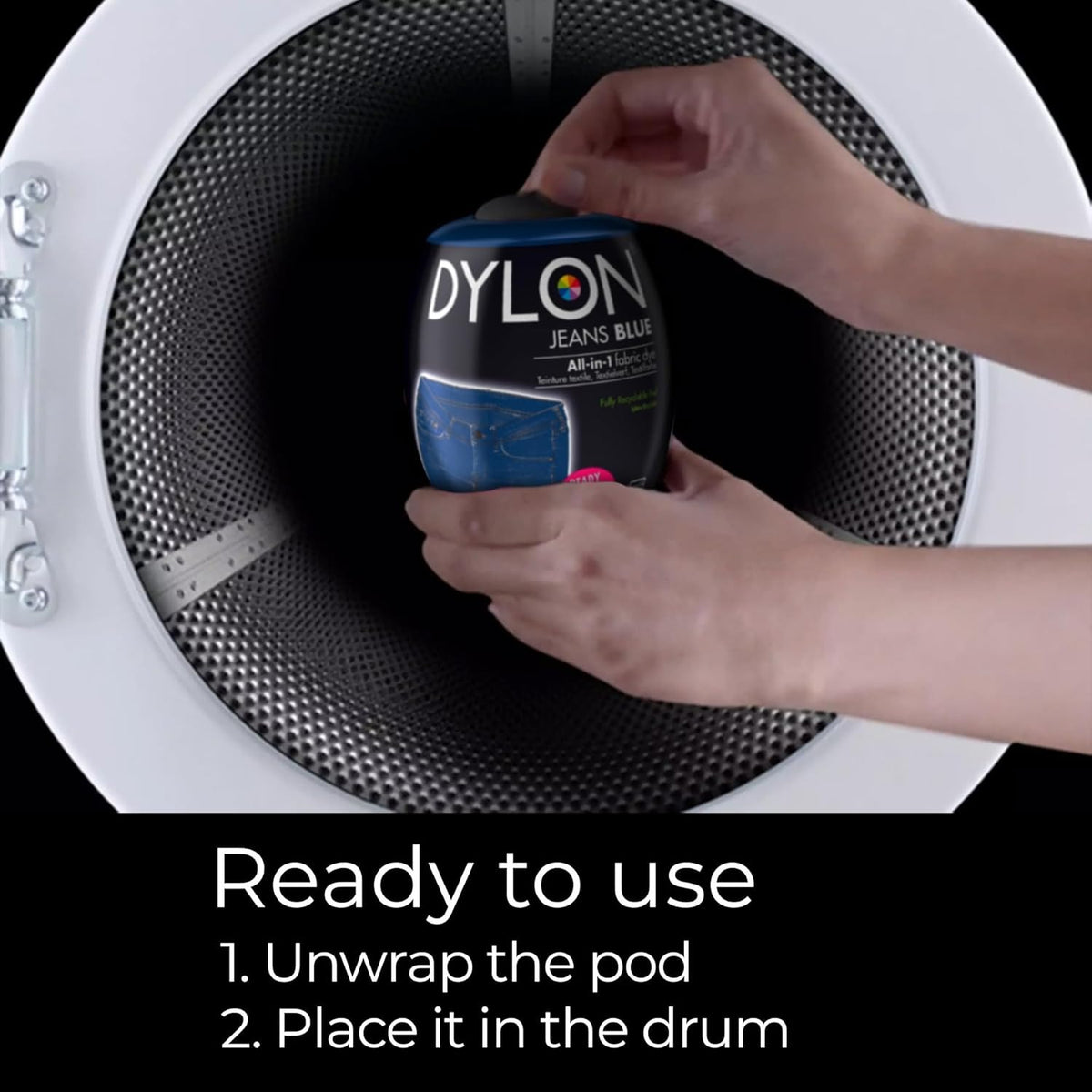 Dylon Washing Machine Fabric Dye Pods: Restore & Revive Clothes - Jeans blue