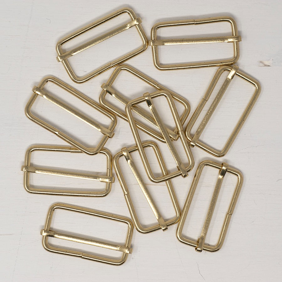 38mm Metal Strap Slider Adjustable for Bag Making Hardware - Bright Brass