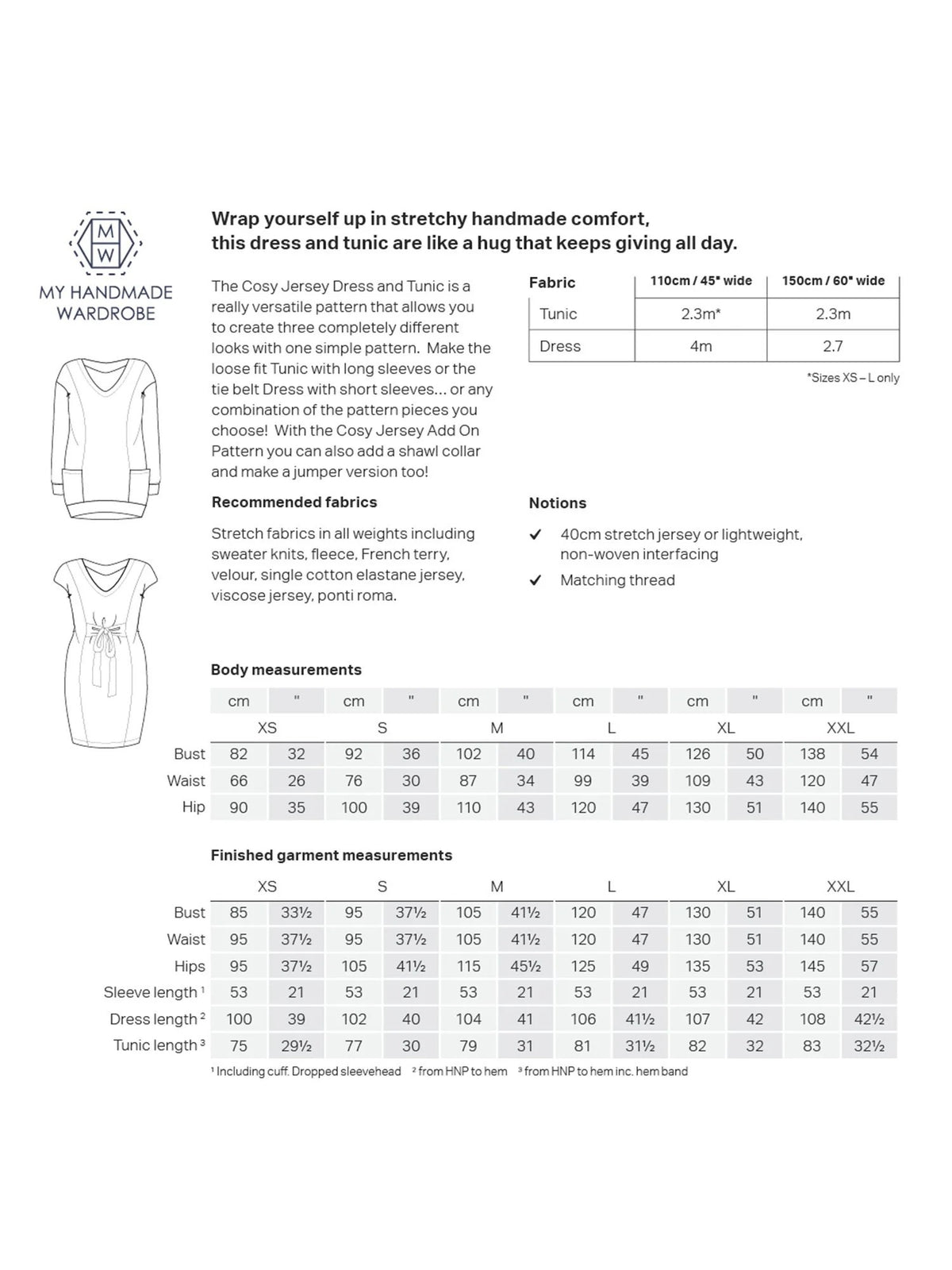 Cosy Jersey Dress and Tunic Sewing Pattern - By My Handmade Wardrobe
