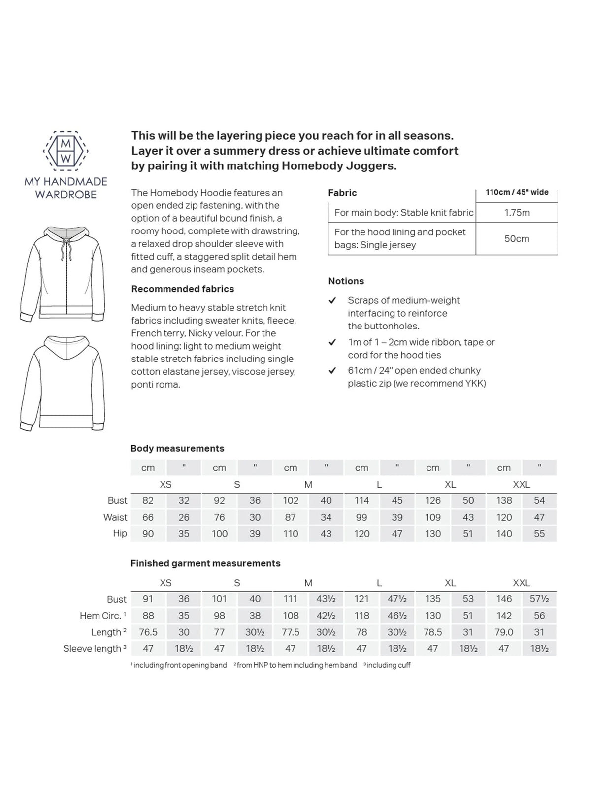 Homebody Hoodie Sewing Pattern - By My Handmade Wardrobe