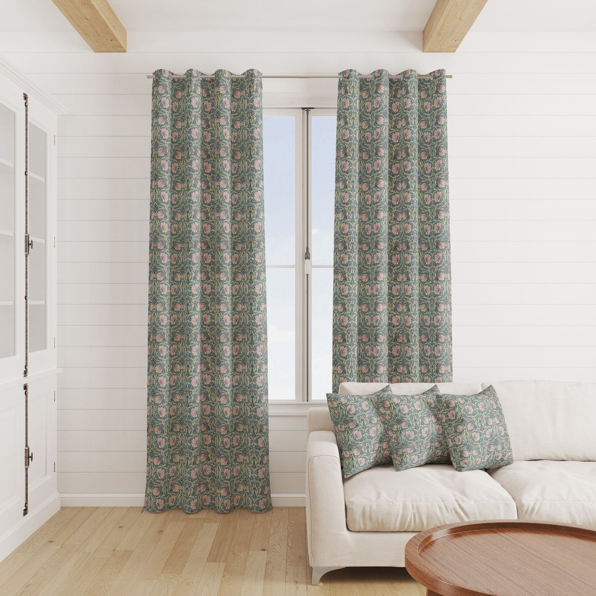 William Morris Linen-Blend Fabric | Upholstery & Curtain - Pimpernel Rust