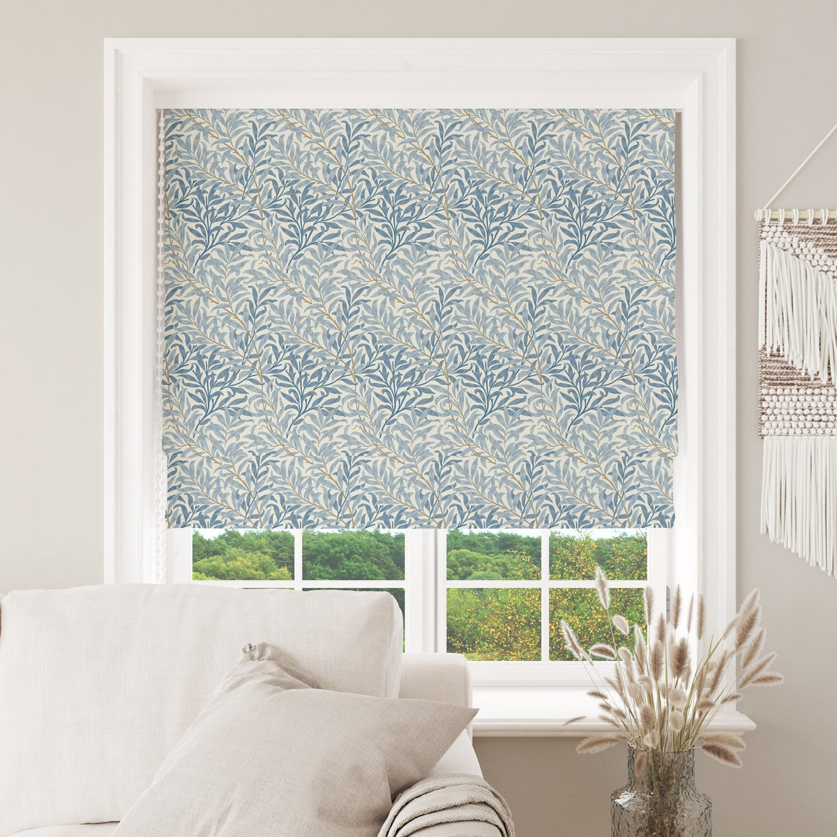 William Morris Cotton Panama Fabric | Upholstery, Curtains - Willow Bough Azure