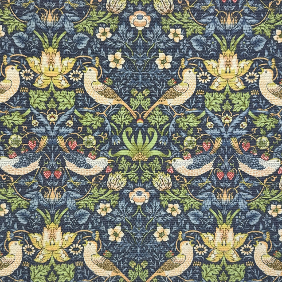 William Morris Outdoor Fabric | Waterproof & UV Garden Upholstery - Strawberry Thief Navy