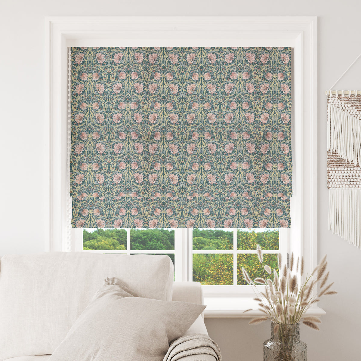 William Morris Linen-Blend Fabric | Upholstery & Curtain - Pimpernel Rust