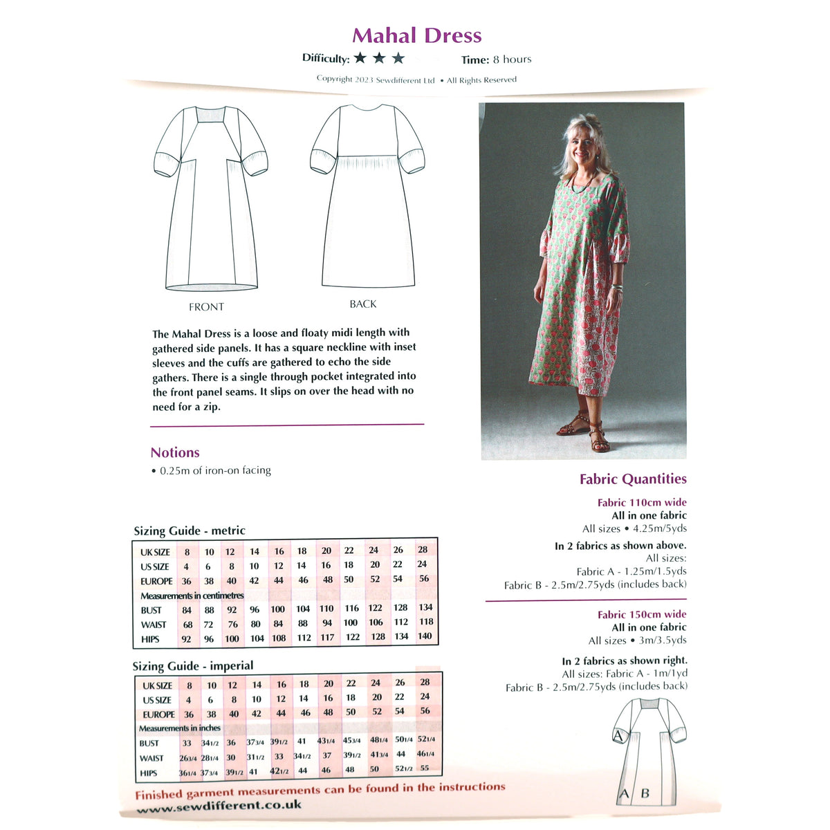 Mahal Dress Sewing Pattern - By Sew Different