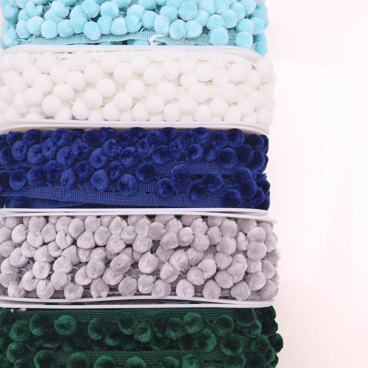Pom Pom Trim - Soft Tassel Fringe for Sewing & Home Decor - 28mm Pale Blue