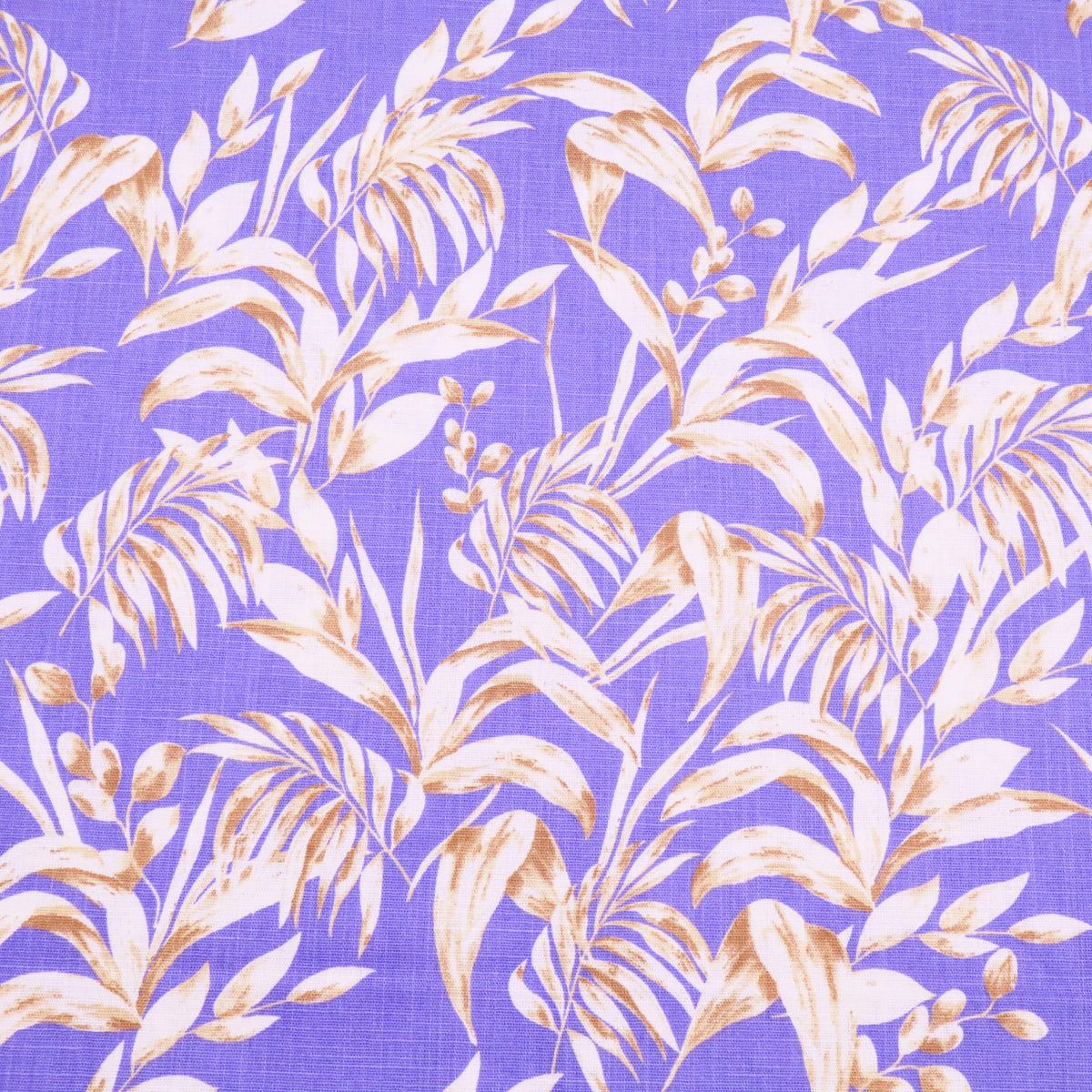 Edith Printed Cotton Linen Dressmaking Fabric - Leaves on Purple