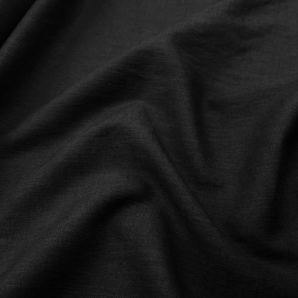 soft washed pure flax linen 8oz dressmaking fabric Black
