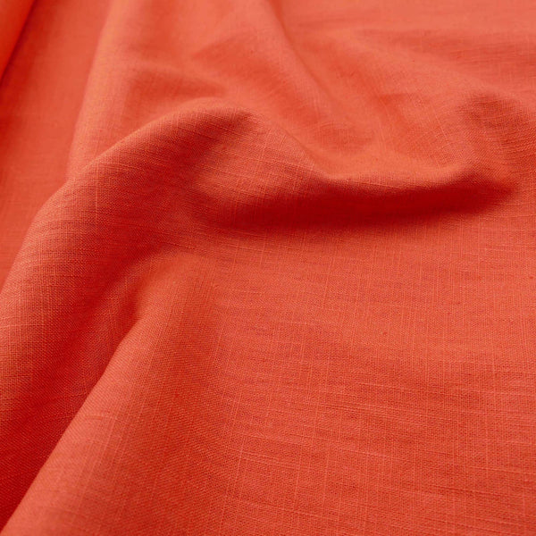 soft washed pure flax linen 8oz dressmaking fabric Deep Orange linen fabric
