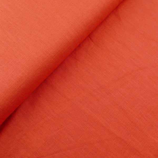 soft washed pure flax linen 8oz dressmaking fabric Deep Orange