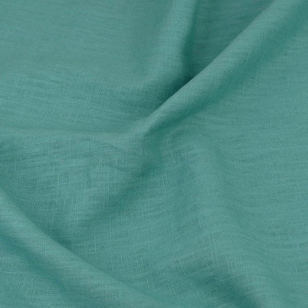 soft washed pure flax linen 8oz dressmaking fabric Teal printed linen fabric