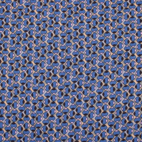 Abstract Ovals Viscose Twill - Blue-cotton fabric