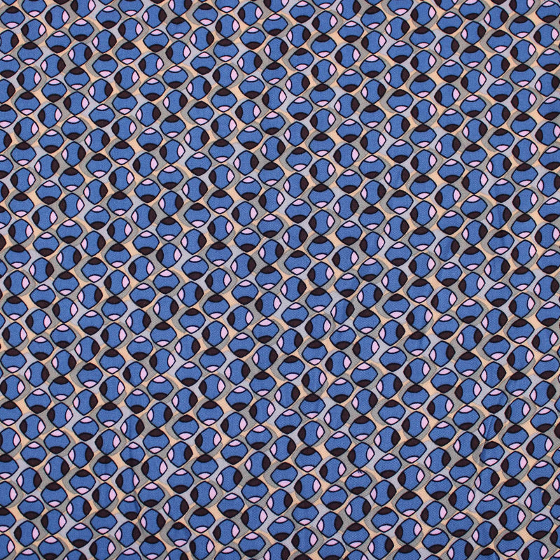 Abstract Ovals Viscose Twill - Blue-cotton fabric