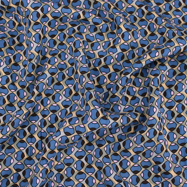 Abstract Ovals Viscose Twill - Blue-fabric shops