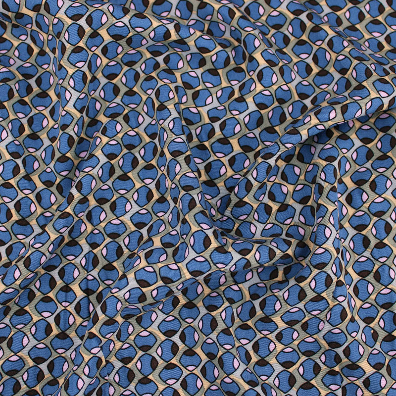 Abstract Ovals Viscose Twill - Blue-fabric shops