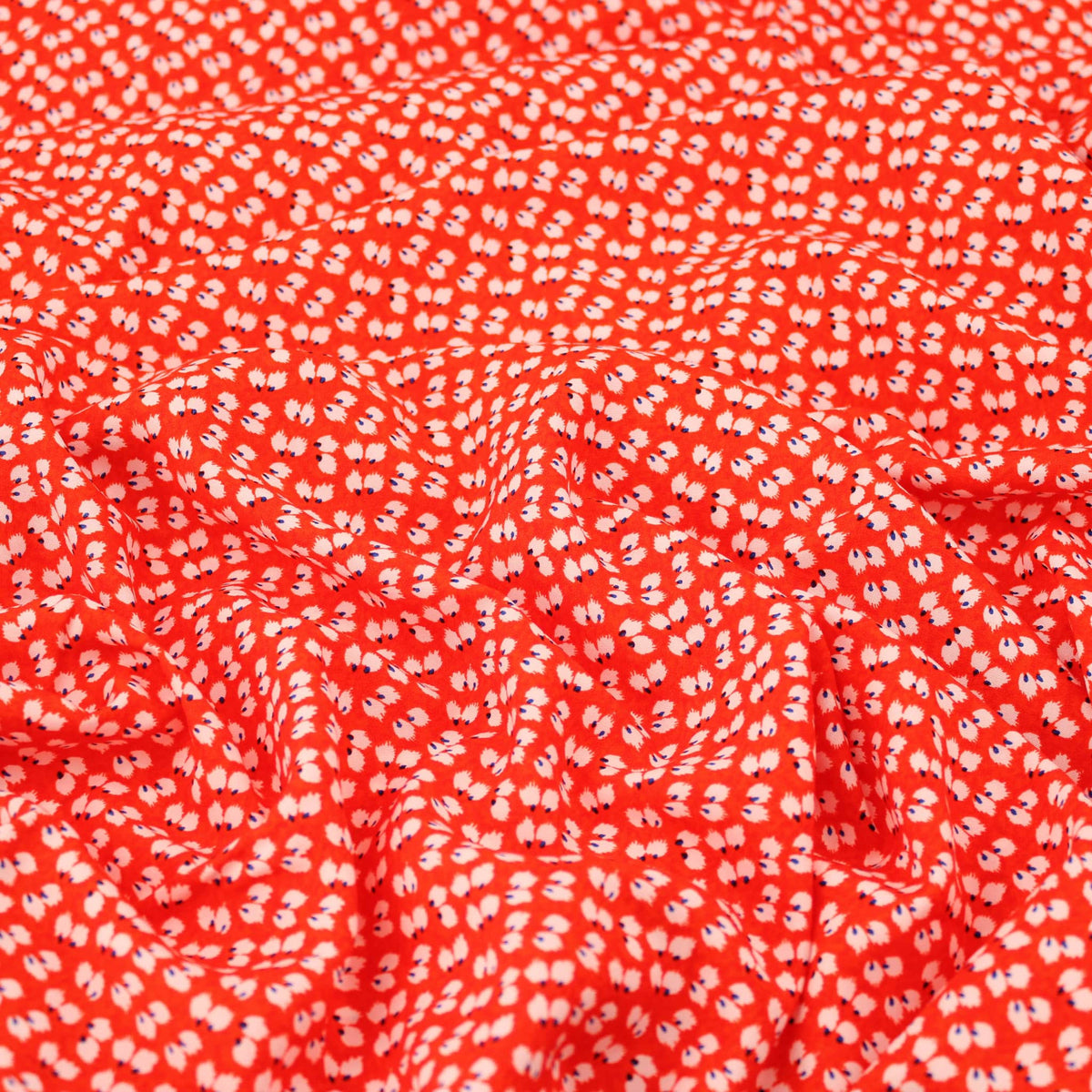 Baby Brushed Petals Red Viscose Rayon Print Floral Feather Soft Pattern Dressmaking Women Dress Fabric Material Red