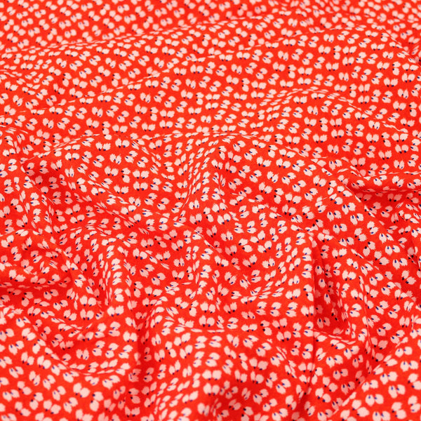 Baby Brushed Petals Red Viscose Rayon Print Floral Feather Soft Pattern Dressmaking Women Dress Fabric Material  Red