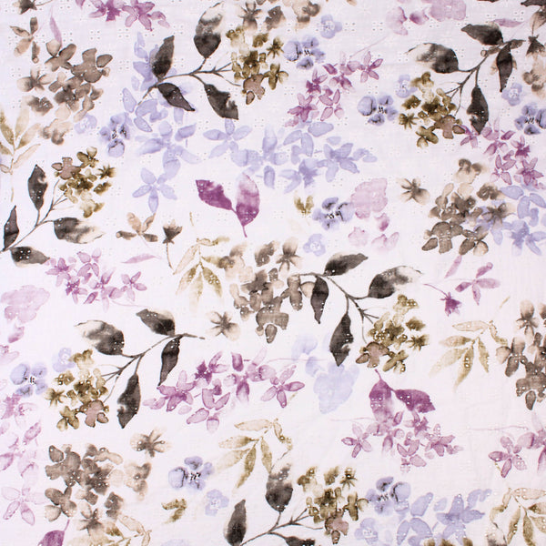 soft lightweight embroidered cotton fabric Lilac