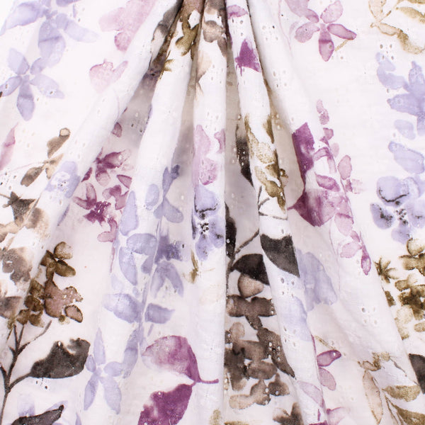 soft lightweight embroidered cotton fabric Lilac