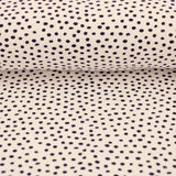Black Spots and Dots Cotton Jersey Print Dressmaking Fabric Material Kids OEKO TEX Jersey Stretch spandex Nightwear Pyjamas dots polka Knit White