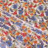 Bright Floral Garden Pima Cotton Lawn Print Pattern Dressmaking Flowers Fabric Soft Material Women Blue
