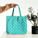 polka dot coated cotton in teal