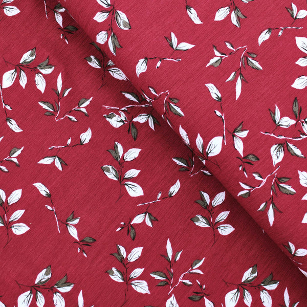 Celeste Florals on Viscose Crepe Pattern Dressmaking Fabric Rayon Soft Silky Material Lawn Women Ladies Flowers Pretty Textured Crinkle Burgundy