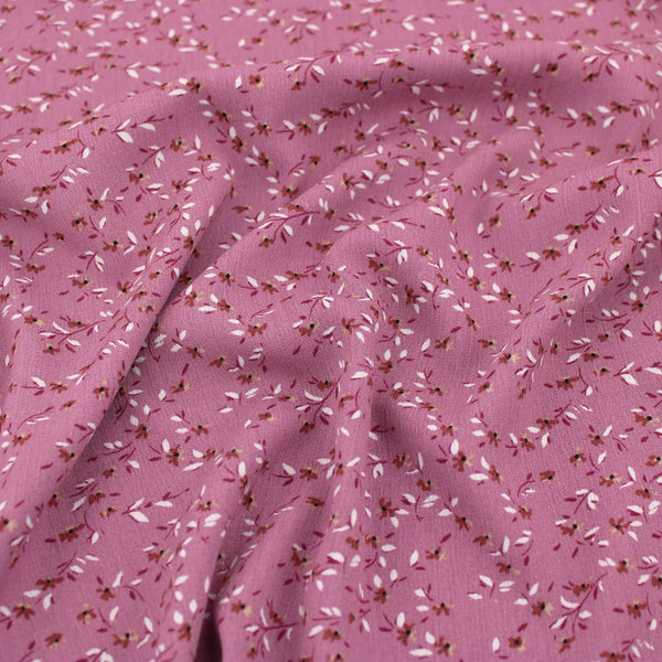 Celeste Florals on Viscose Crepe Pattern Dressmaking Fabric Rayon Soft Silky Material Lawn Women Ladies Flowers Pretty Textured Crinkle Mauve