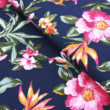 Celeste Florals on Viscose Crepe Pattern Dressmaking Fabric Rayon Soft Silky Material Lawn Women Ladies Flowers Pretty Textured Crinkle Navy
