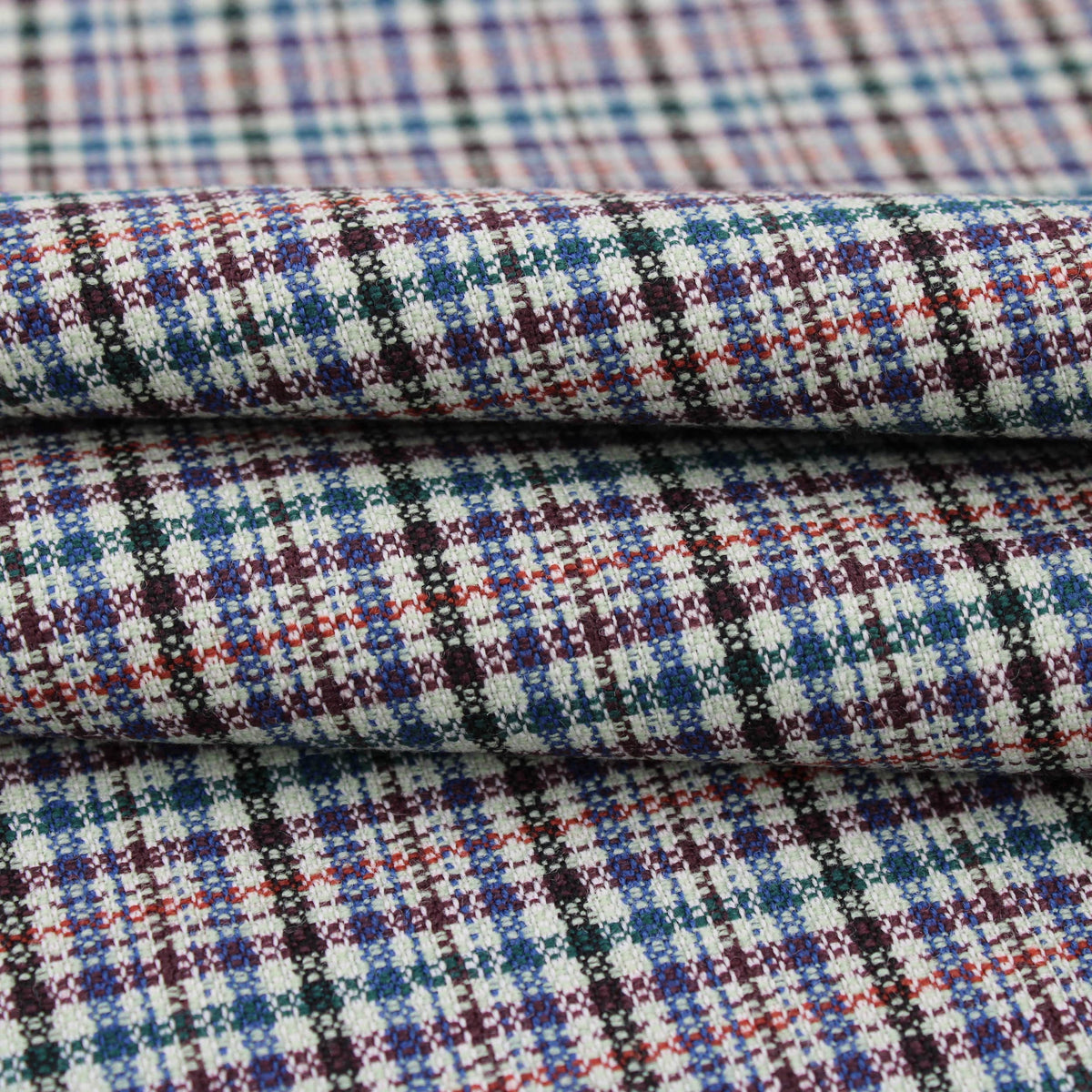 soft check wool polyester dressmaking fabric Blue