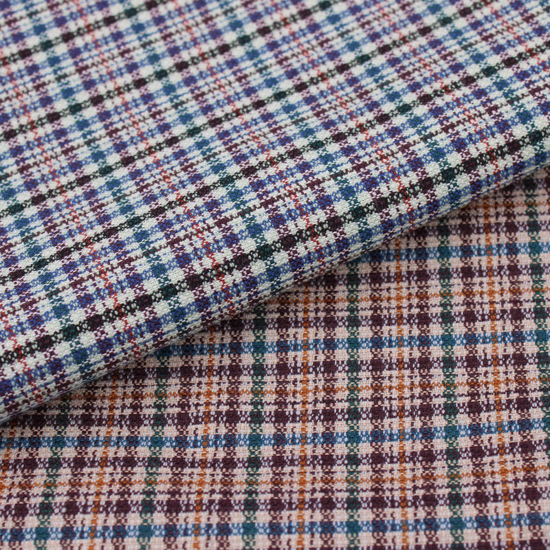 soft check wool polyester dressmaking fabric Brown