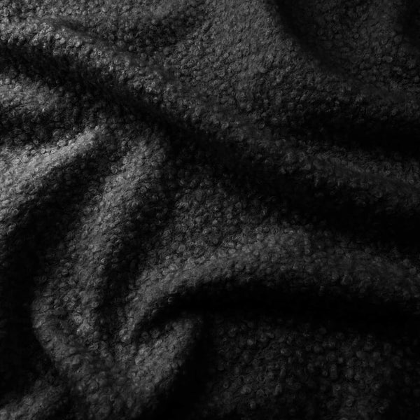 soft sheep wool look boucle furnishing dressmaking fabric Black