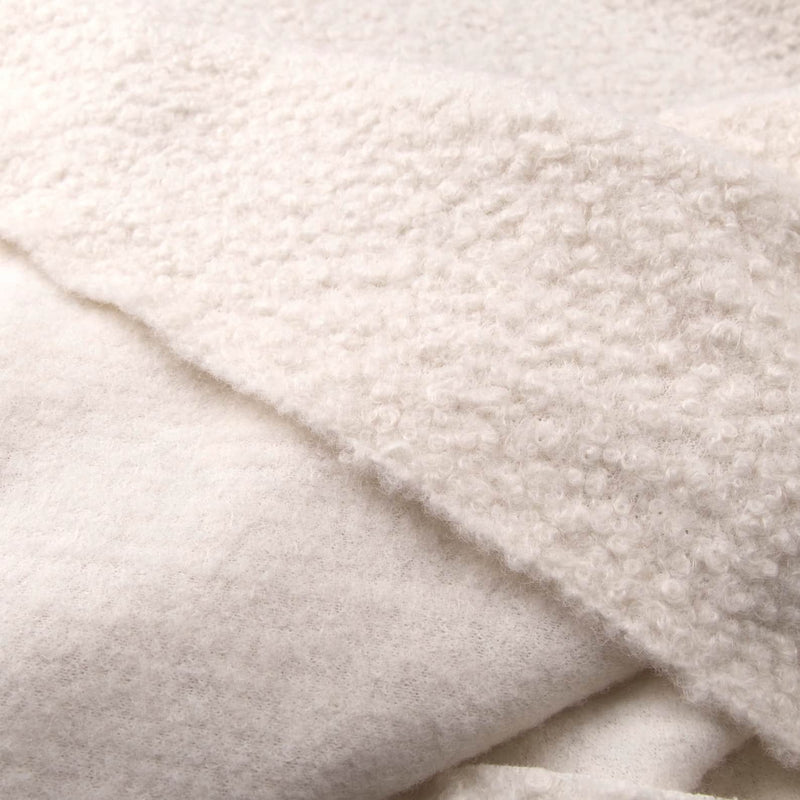 soft sheep wool look boucle furnishing dressmaking fabric Ecru