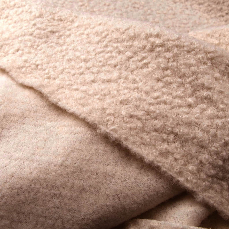 soft sheep wool look boucle furnishing dressmaking fabric York Stone