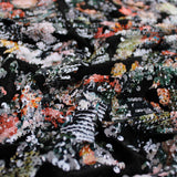 sparkling floral sequins on black velvet dressmaking women craft fabric Orange